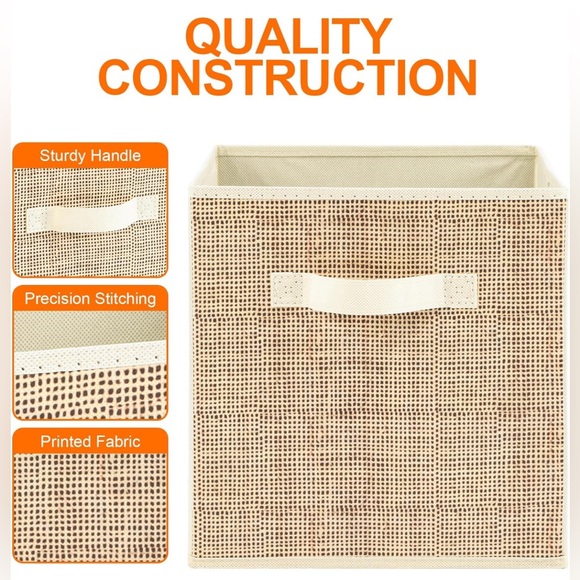 6 Pack Foldable Fabric Storage Cubes with Handle - Picture 3 of 6